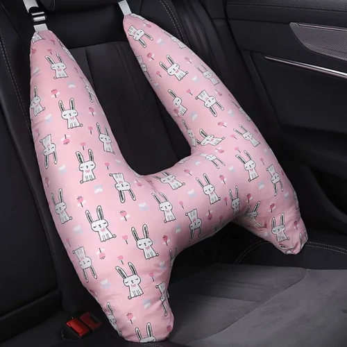 Adorable Animal Pattern U-Shape Kid's Travel Pillow: Neck and Head Support Cushion for Car Seat, Providing Safety and Comfort for Children on the Go.