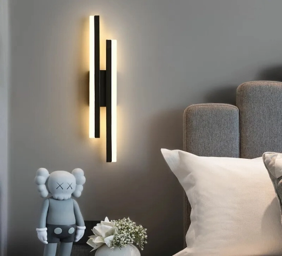 Modern LED Wall Sconces Copper Line Pipe Design with Acrylic Lampshade, Ideal for Bedroom, Living Room, and Corridor Indoor Lighting