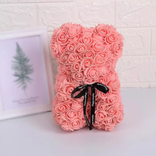 Artificial Flowers 25cm Rose Bear: A Thoughtful Gift for Girlfriend on Anniversary, Christmas, Valentine's Day, or Birthday Present for Wedding Party"
