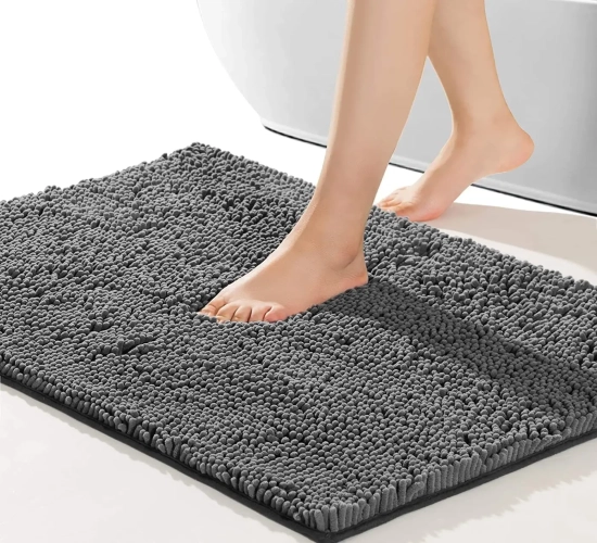 Luxury Chenille Bathroom Carpet - Super soft and fluffy, this bathroom mat is machine washable and non-slip, providing a plush and comfortable feel. Suitable for enhancing the comfort and style of your bathroom.