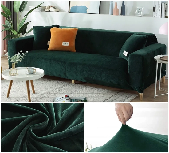 New Velvet Fabric Sofa Covers for Living Room - Stretchy and Soft Sofa Cover, High-Quality 1/2/3/4-Seat Modern Armchair Covers for Your Home
