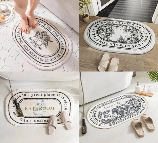 INS Style Non-Slip Bath Mat – Absorbent carpet for entrances, balconies, living rooms, and bathrooms. Versatile and stylish area rug.