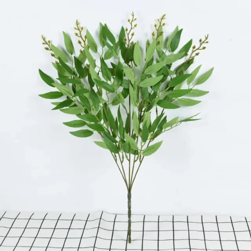 Willow Bouquet with Fake Green Leaves: Ideal for Wedding, Home Table Vase Decoration, Jungle Party, DIY Plants, and Wreaths