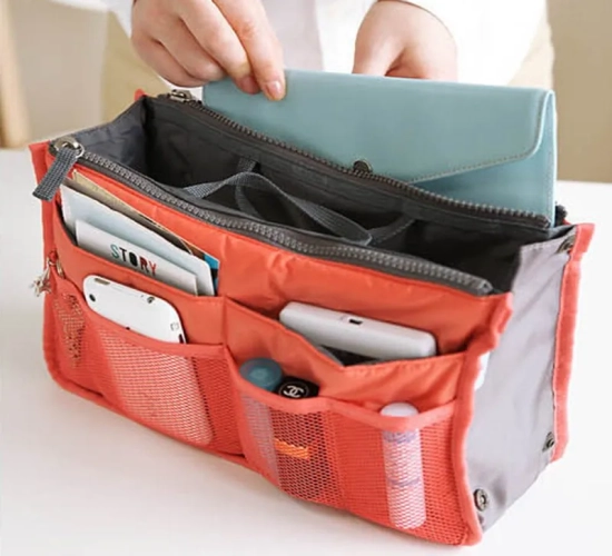Nylon Travel Insert Organizer Bag: A cost-effective solution for women's handbags and purses. This large liner serves as a convenient makeup and cosmetic organizer for female totes.