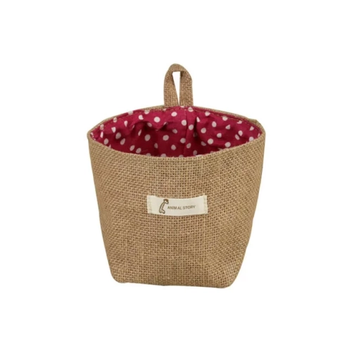 Chic Hanging Pocket Storage Basket Organize Small Items, Sundries, and Cosmetics in a Stylish Cotton Linen Bag for Home Decor