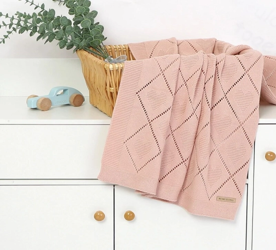 Breathable Knitted Baby Blankets  Cozy Cotton Covers for Newborns, Boys, and Girls. Ideal for Strollers and Toddler Bedding, 90*70cm Sleeping Throws and Receiving Quilts.