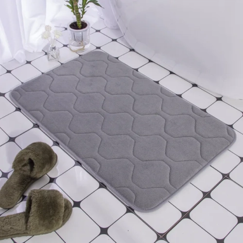 Cobblestone Embossed Bath Mat - Non-slip Bathroom Carpet for Wash Basin, Bathtub Side, Floor, Shower Room, and as a Doormat with Memory Foam Pad for Comfort.