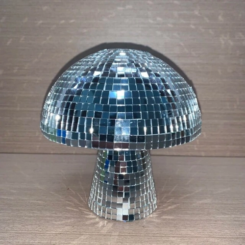 Mushroom Disco Mirror Ball Retro Reflective DJ Light with Modern Home Decor Appeal, Ideal for Party Rooms, Sculptures, and Figurines.