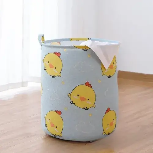 Japanese Cotton Linen Foldable Laundry Basket Waterproof Fabric Storage for Dirty Clothes and Toys