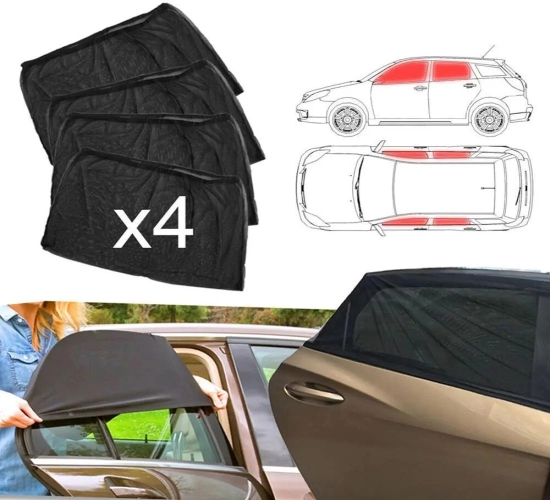 Car Front and Rear Side Curtain Sun Visor Mesh Cover for Insulation, Anti-mosquito Fabric Shield, UV Protector, Essential Car Accessory