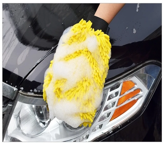Waterproof Microfiber Chenille Car Wash Glove Thick Mitt for Car Cleaning and Wax Detailing. Auto Care Double-faced Brush.
