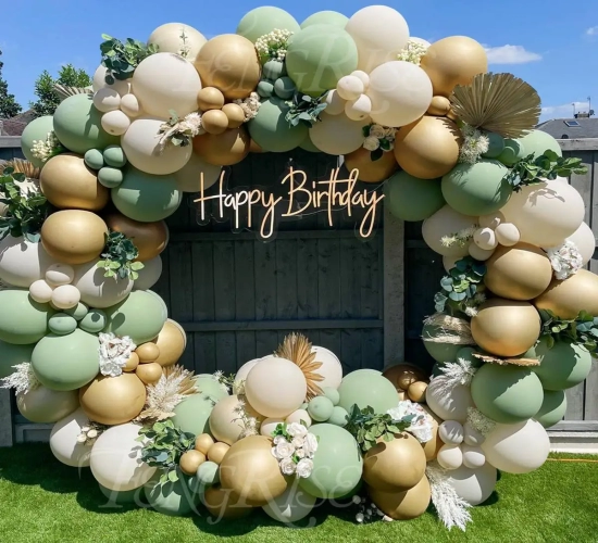 Avocado Green Balloon Garland Arch Kit Perfect for Wedding, Birthday Parties, Kids' and Baby Shower Decorations. Includes Confetti Latex Balloons.