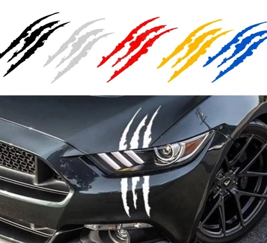 Reflective Monster Claw Scratch Stripe Car Sticker: Headlight Decal for Auto Exterior, Waterproof and Eye-Catching