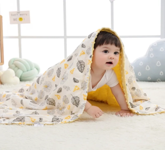 PatPat Newborn 6-Layer Muslin Cotton Baby Blankets Soft and Absorbent Swaddle Blankets for Beds, Showers, and Wipes, Made from 100% Cotton Gauze.
