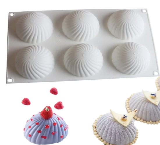 Sphere-shaped silicone mold for cakes, pastries, chocolates, and fondant. Versatile bakeware for creating round-shaped desserts with DIY decorating options.