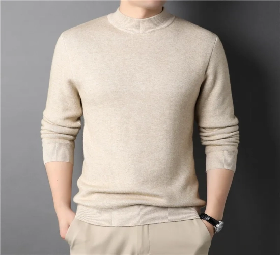 "Introducing the 2023 Brand New Men's Cashmere Sweater: Half Turtleneck, Slim Fit Knit Pullovers for Youthful Elegance. Elevate Your Style with this Latest Addition to Men's Knitwear."
