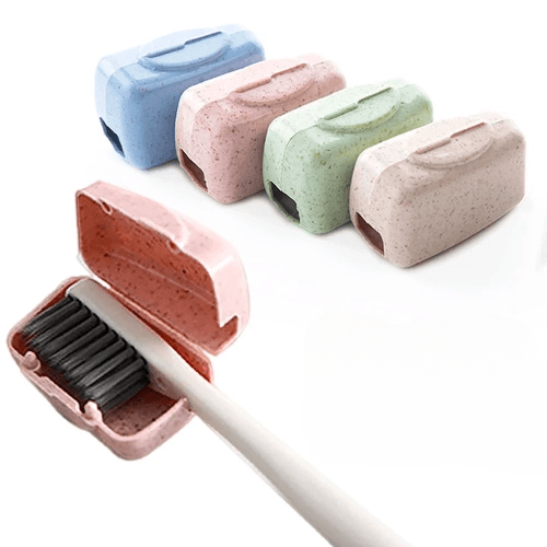 Set of 4 Mini Toothbrush Head Covers: Portable Caps for Travel and Home Bathroom Organization