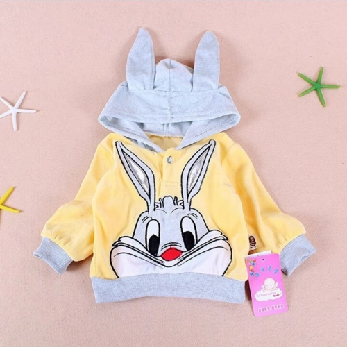 Autumn Comfort for Newborns: Velvet Clothing Sets for Boys and Girls, Featuring a Cartoon Rabbit Hooded Coat and Pants. This 2-piece Infant Baby Clothes Ensemble ensures Warmth and Style for the Season."