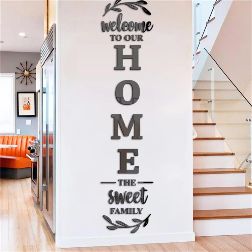 DIY 3D Mirror Wall Decals Acrylic English Letters Home Family Mirror Stickers, Removable Wall Decor for Home