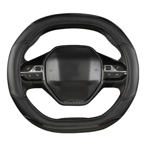Steering Wheel Cover in Carbon Fiber PU Leather for Peugeot 3008, 4008, 5008: Auto Accessories for Interior Coche