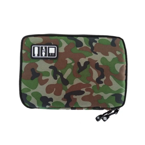 Electronic accessories pouch for travel, designed to organize gadgets, USB cables, and more. This case includes compartments for a USB charger, power bank, and other kit essentials.