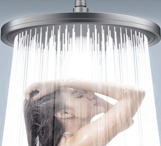 New 6 Modes Big Panel Large Flow Supercharge Rainfall Shower Head: High-Pressure Top Rain Shower Faucet for a Luxurious Bathing Experience - Stylish Bathroom Accessories