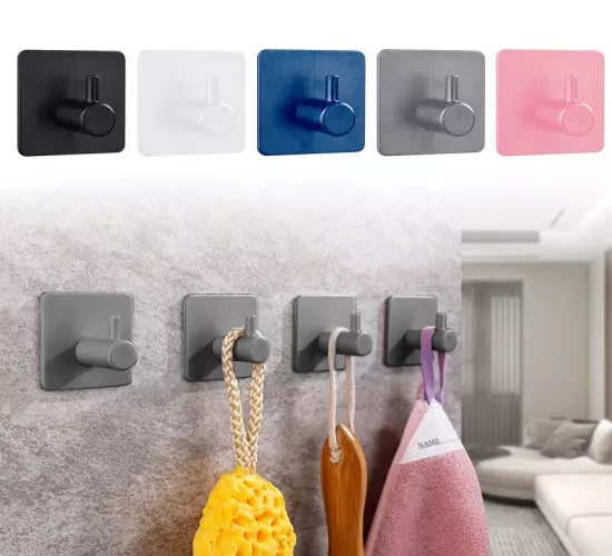 Self-Adhesive Wall Hook Coat Rack: Stainless Steel Key, Towel, and Clothes Holder - Bathroom, Kitchen, Bedroom Accessories