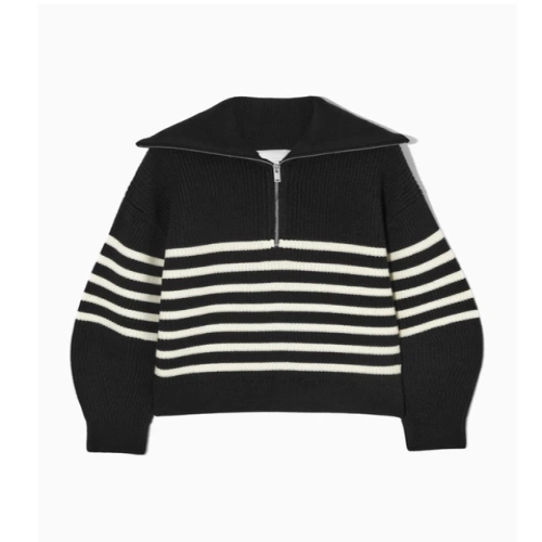New Simplicity: Women's Turtleneck Loose Lapel Striped Knitwear, Pullovers with Half Zipper for Casual Fashion in 2023.