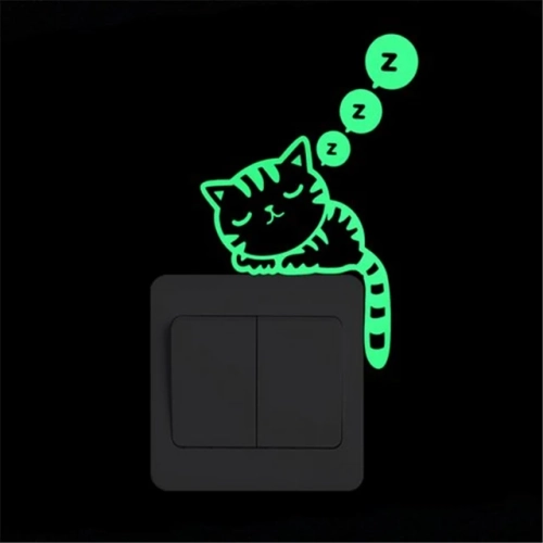 Glow-in-the-Dark Wall Stickers for Home Decor, Kids Room Decoration, featuring Cat, Fairy, Moon, and Stars Decals.