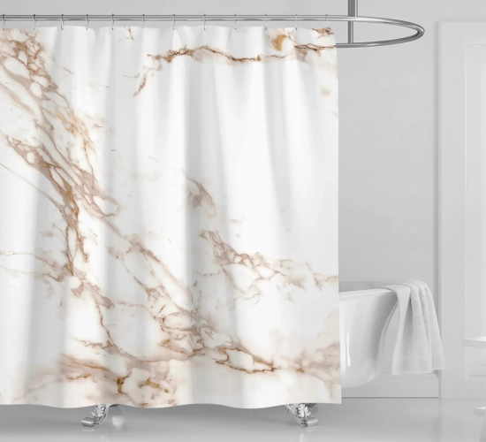 "Grey Gold Marble Abstract Modern Bathroom Decoration: Waterproof, Washable Fabric Bathtub Deluxe Standard Shower Curtain (180 * 180)"