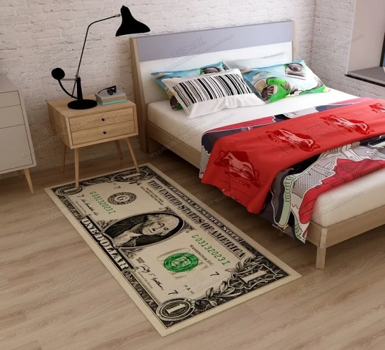 Innovative 3D USA Dollar Carpet for Living Room, Area Rug, Bedside, Hallway, or Kids' Bedroom. Stylish Home Decoration Floor Mat