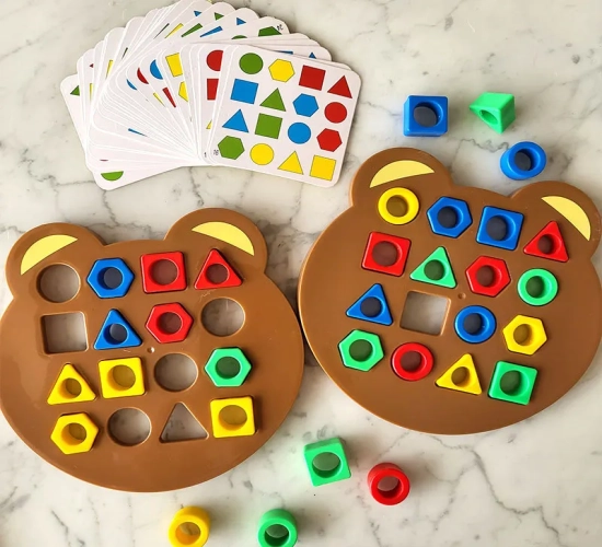 DIY Geometric Shape Color Matching 3D Puzzle: Baby Montessori Learning Educational Interactive Battle Game Toys for Children - Perfect Gift