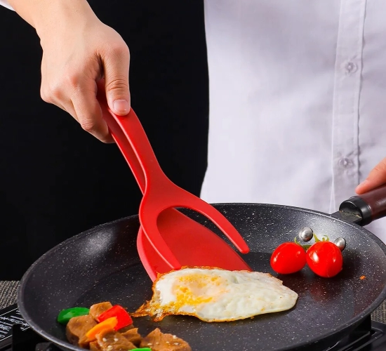 2-in-1 Nylon Grip Flip Tongs: A Versatile Tool for Flipping Eggs, Steak, Pancakes, and More - Must-Have Kitchen Accessories
