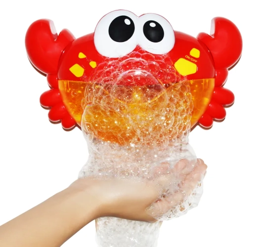 Toddler's fun bath toy – bubble crabs! Create bubbles in the bath with this soap machine. Perfect for pool, swimming, and bathtub fun for kids.