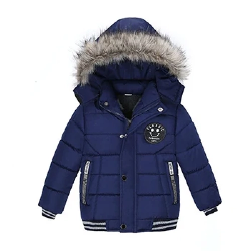 Autumn/Winter Boys Jacket with Fur Collar and Hood, Fashionable Zipper Closure for Baby Boys, Aged 2-6 Years. This Outerwear Makes for a Trendy and Warm Birthday Gift in Kids Clothes