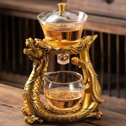 Innovative Dragon Glass Teapot with Magnetic Diversion Rotating Cover: Creative Tea Cup for Pu'er and Oolong Drinks, Unique Drinkware Ideal for Dropshipping Tea.