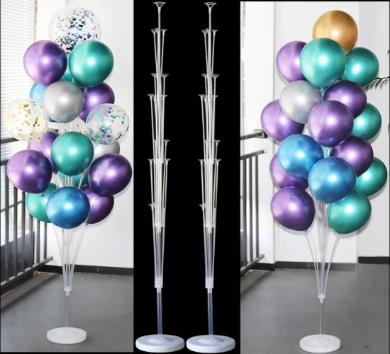 2 Sets Balloon Holder Stands with 19 Tubes for Kids' Parties, Baby Showers, and Weddings. Ideal for Balloon Columns and Confetti Balloons. All Decoration Supplies Included