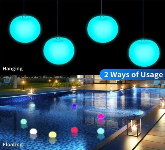 Set of 1/6 Remote Floating Pool Lights 16 Colors LED Ball Lights for Outdoor Swimming, Waterproof Lawn Lamp, Pool Toy, Pond, Party, and Garden Decor