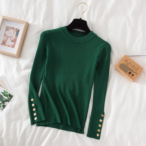 Thick Sweater Pullovers with Long Sleeves for Women - Slim Fit, Soft Knit, and Streetwear Style. Featuring a Button Turtleneck for a Chic Autumn/Winter Wardrobe."