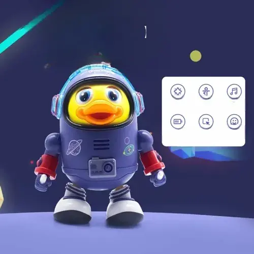 Interactive Musical Duck Toy: Electric, Lights, Sounds, Dancing Robot with Space Elements for Infants and Babies. Perfect Kids' Gift!