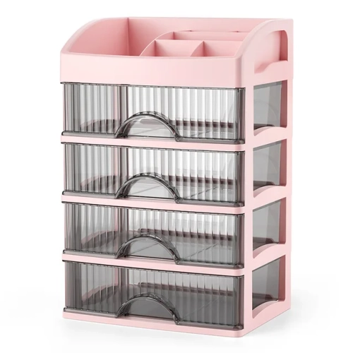 Large Capacity Plastic Storage Box for Makeup, Jewelry, and Skincare Essentials - Organize Nail Polish, Lipstick, and Cosmetic Items in Drawer Style Storage Box