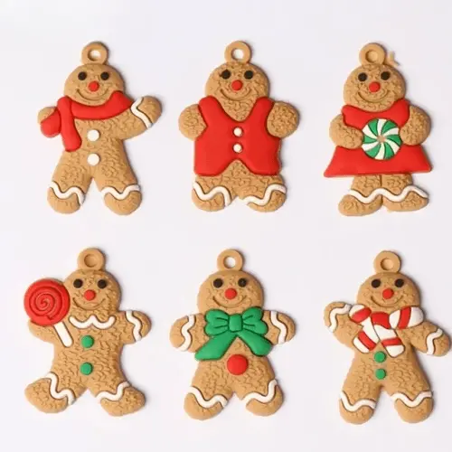 Gingerbread Man Christmas Tree Ornaments: Set of 6/12 Assorted Plastic Decorations for Festive Hanging"