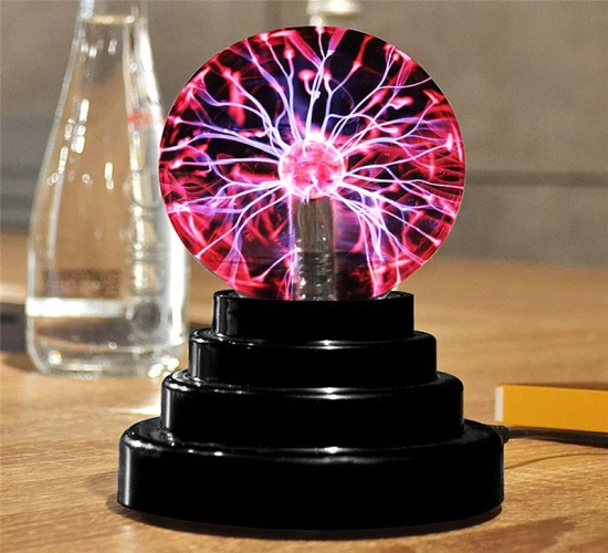 Magic Plasma Ball Lamp LED Atmosphere Night Light with Touch and Sound Control, Glass Plasma Light for Bedroom Decor and Kids Gifts in 3/4/5/6 Inch Sizes
