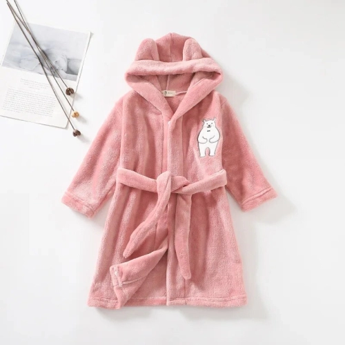 Kids Flannel Bathrobe for Girls Cartoon Night Robe and Pajamas, Suitable for Ages 1-8 Years