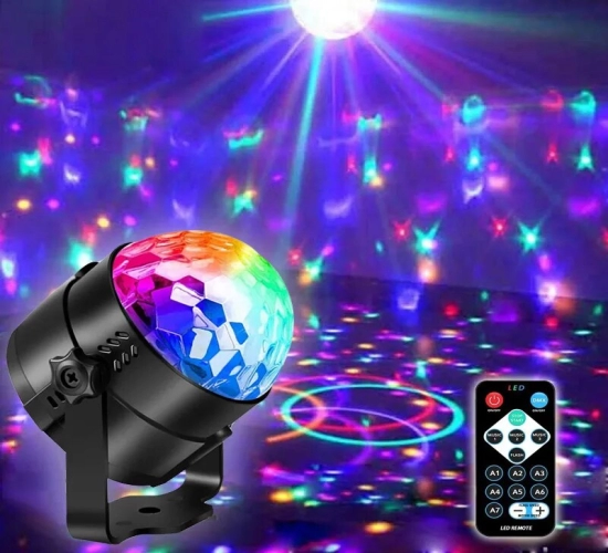 RGB LED Disco Ball Light with Rotating Patterns, Strobe, Remote, and Sound Control for Magic Dance, DJ, Party, Club, Christmas, Car Decor, and Laser Shows
