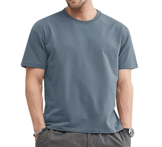 Essential Summer Style: Cotton Tops for Men, Solid Colors, Blank T-shirts with O-neck Design. Men's Clothing in Plus Sizes, ranging from M to 5XL