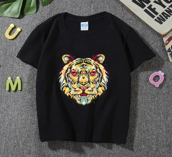 Cartoon Tiger Printed Kids' T-Shirts: Summer Fashion Tops