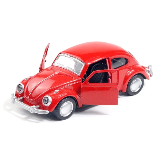 "Vintage Beetle Alloy Toy Car: Doors Open, Ideal for Kids, Cake Decor, with Accessories."